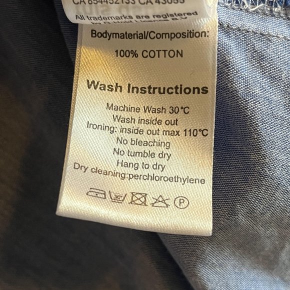 BLUE 100% COTTON MENS SHORT SLEEVED DRESS SHIRT - Picture 4 of 4